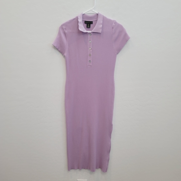House of Harlow 1960 Lavender Ribbed Knit Polo Midi Dress Women's Size Large - Picture 12 of 12